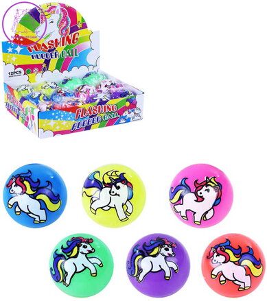 Míček skákací jednorožec skákačák balonek na baterie různé druhy Světlo