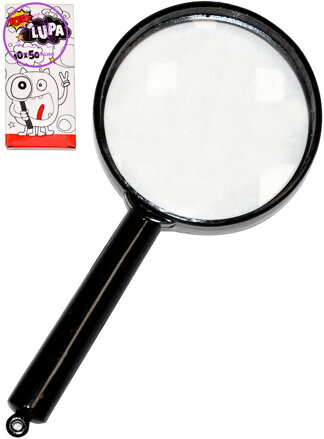 Lupa dětská černá klasická zvětšovací sklo v krabičce plast/sklo