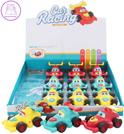 Baby autíčko formule barevná 10cm na setrvačník 3 barvy plast