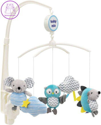 Kolotoč baby nad postýlku zvířátka mix 3ks s melodiemi Zvuk pro miminko