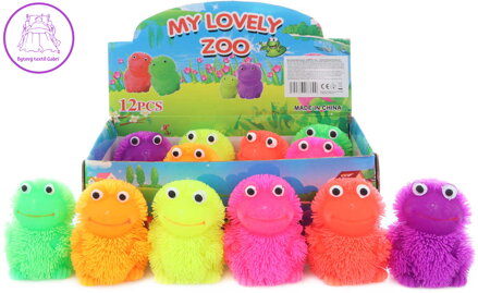 Zvířátko strečové střapatá gumová příšerka na baterie Světlo 6 barev