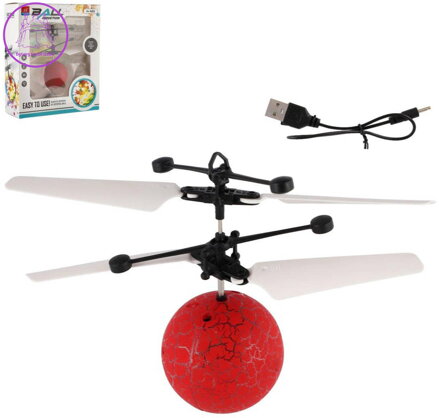 Koule vrtulníková červená ovládání pohybem ruky na baterie USB Světlo