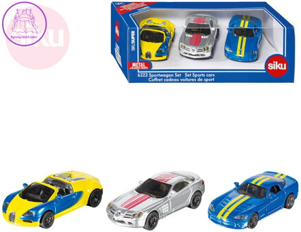 SIKU Super sportovní auto kovové set 3ks v krabici