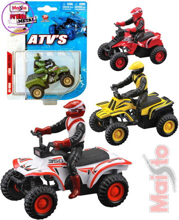 MAISTO Čtyřkolka model ATV´S 1:75 na zpětný nátah různé druhy na kartě kov