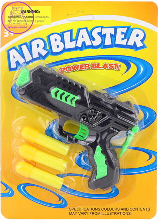 Pistolka dětská černo-zelená 12cm + 3 soft pěnové náboje