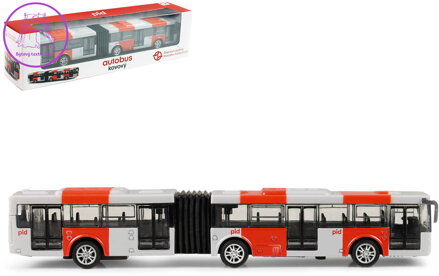 Autobus kovový červený kloubový PID Praha MHD zpětný chod