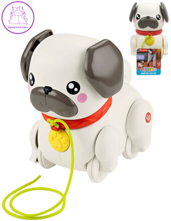 FISHER PRICE Baby pes mopslík chodící tahací na kolečkách plast