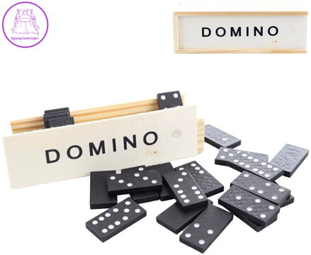 Hra Domino plastové dílky v dřevěné krabičce *SPOLEČENSKÉ HRY*
