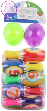 Hra Kuželky barevné s čísly set 10ks se 2 koulemi bowling