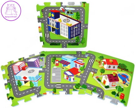 Měkké bloky Město 9ks pěnový koberec baby puzzle podložka na zem