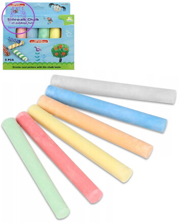 Křídy chodníkové venkovní barevné kulaté set 6ks v krabici
