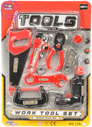 Pracovní nářadí dětská plastová sada s pilkou a vrtačkou v sáčku