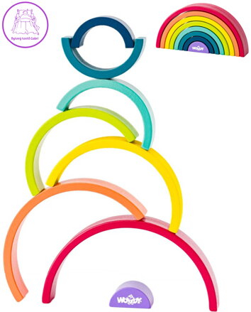 WOODY DŘEVO Duha baby skládačka balanční oblouky *DŘEVĚNÉ HRAČKY*