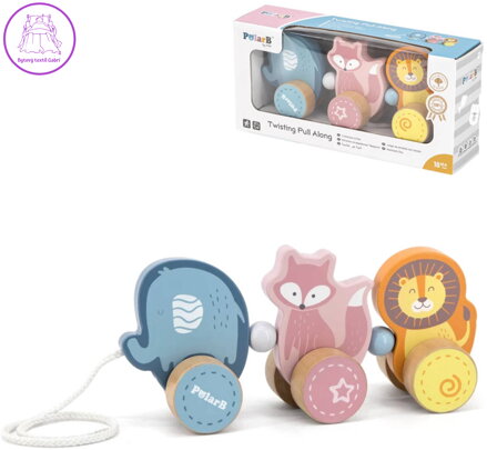 VIGA DŘEVO PolarB Tahačka baby zvířátka tahací *DŘEVĚNÉ HRAČKY*