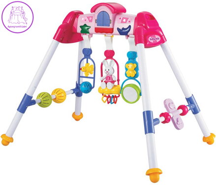 Hrazdička hrající baby De Luxe růžová na baterie Světlo Zvuk pro miminko