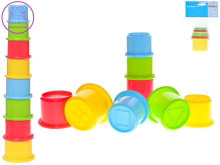 Pyramida baby skládací kalíšky barevné set 8ks skládačka pro miminko