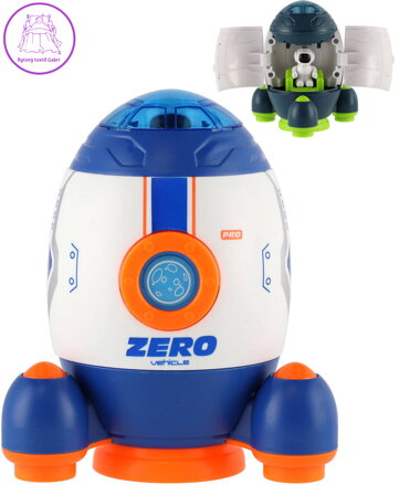 Raketoplán herní set s kosmonautem a vozítkem na setrvačník 2v1 2 barvy