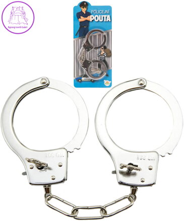 Pouta dětská kovová policejní 1 pár set s klíčky na kartě