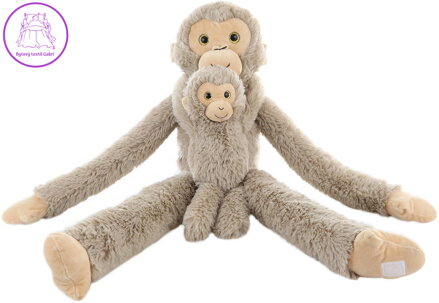 PLYŠ Opice 82cm s mládětem na suchý zip dlouhé končetiny *PLYŠOVÉ HRAČKY*