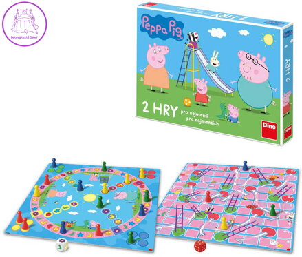 DINO Hra 2v1 Peppa Pig Člověče, nezlob se! + Žebříky a skluzavky *SPOLEČENSKÉ HRY*