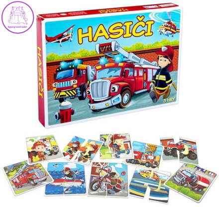 HYDRODATA Hra Hasiči 3 logické hry 3v1 puzzle *SPOLEČENSKÉ HRY*