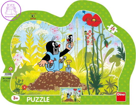 DINO Puzzle obrysové deskové 25 dílků Krtek a kalhotky (Krteček) 30x23cm