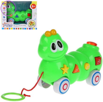 Housenka baby tahací plastové zvířátko pro miminko na baterie Světlo Zvuk