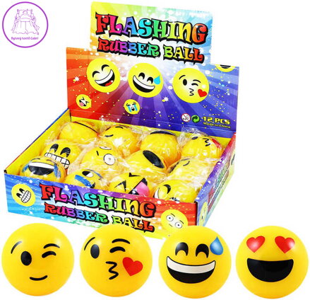 Míček s obličejem Smíšek 5cm smajlík žlutý na baterie Světlo