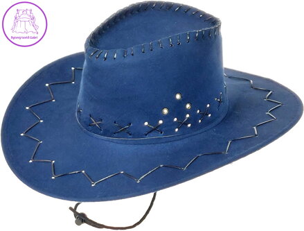 KARNEVAL Klobouk kovboj modrý semiš *KARNEVALOVÝ DOPLNĚK*