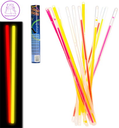 Tyčinky barevné párty dekorace svítící ve tmě 20cm set 50ks se spojkami v tubě