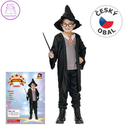 KARNEVAL Šaty kouzelník vel. M 120-130cm, 5-9let *KOSTÝM*