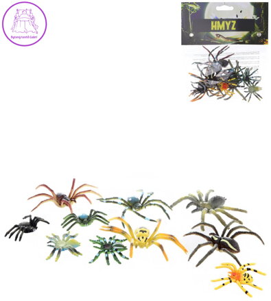Zvířata pavouk mix 6cm plastové figurky zvířátka set 10ks blistr