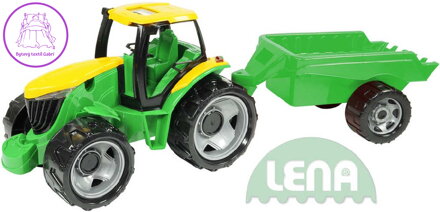 LENA Traktor plastový zelený set s přívěsem 94cm v krabici