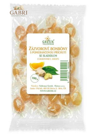 Grešík Zázvorové bonbóny s pomerančovou příchutí se sladidlem 100 g