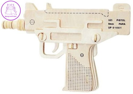 WOODEN TOY , WCK 3D puzzle Pistole UZI 9mm