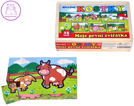 TEDDIES Obrázkové kostky Moje první zvířátka, 15 kostek