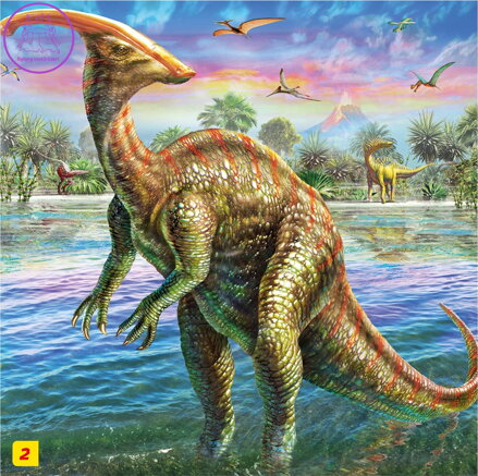 Puzzle s figurkou dinosaura: Parasaurolophus 60 dílků