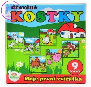 TEDDIES Obrázkové kostky Moje první zvířátka, 9 kostek