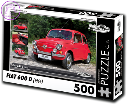 RETRO-AUTA Puzzle č. 41 Fiat 600 D (1966) 500 dílků