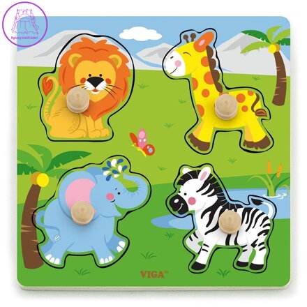 VIGA Dřevěná vkládačka Zvířátka ze zoo