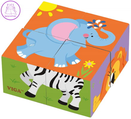 VIGA Obrázkové kostky Zoo, 4 kostky