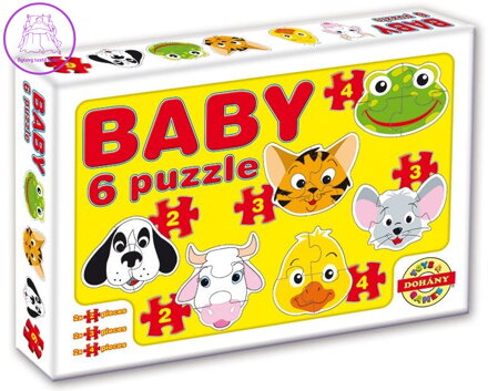 DOHÁNY Baby puzzle Zvířecí hlavičky 6v1 (2-4 dílky)