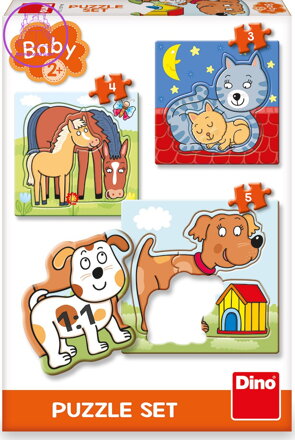 DINO Baby puzzle Domácí zvířátka 3v1 (3,4,5 dílků)