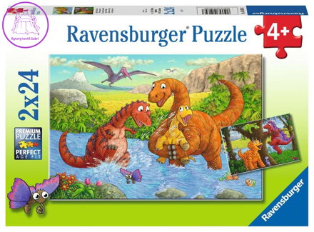 RAVENSBURGER Puzzle Hraví dinosauři 2x24 dílků