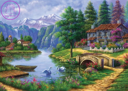 ART PUZZLE Puzzle Vesnice u jezera 1500 dílků