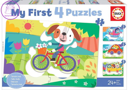 EDUCA Moje první puzzle Dopravní prostředky 4v1 (5,6,7,8 dílků)
