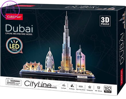 CUBICFUN Svítící 3D puzzle CityLine panorama: Dubaj 182 dílků
