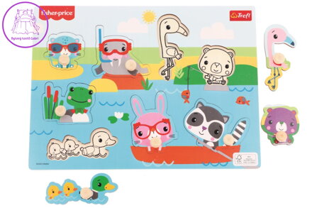 TREFL Dřevěná vkládačka Fisher Price Zvířátka u vody