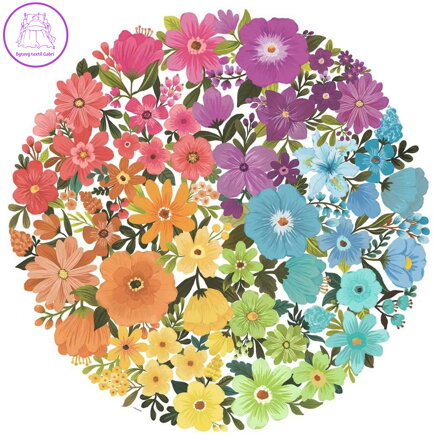 RAVENSBURGER Kulaté puzzle Kruh barev: Květiny 500 dílků