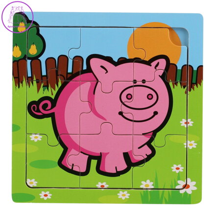 TEDDIES Dřevěné puzzle Moje první zvířátka: Prasátko 9 dílků